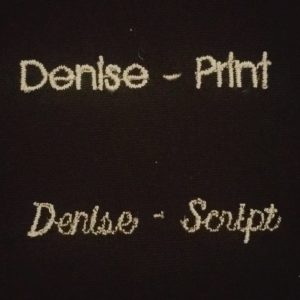 custom embroidery samples in two styles - printed and script